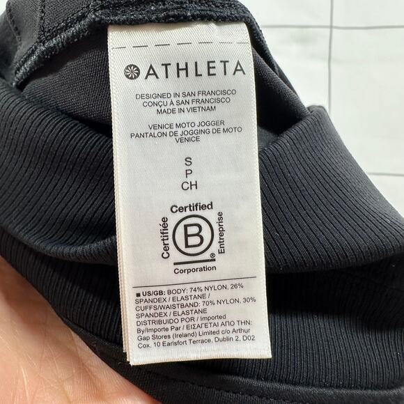 Athleta Pants Womens Small Black Venice Moto Jogger Sporty Travel Pull On Casual - Picture 5 of 12